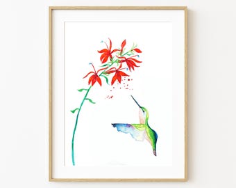 The Hummingbird - Watercolor Art Print