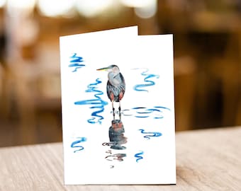 Greeting Cards "Blue Heron Reflection"
