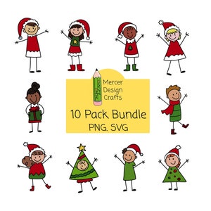 Stick Figure Bundle, Christmas Clipart, Stick Figure Kids, Stick Figure Clipart, Cute Christmas Clipart, Stick People Friend, Family Clipart