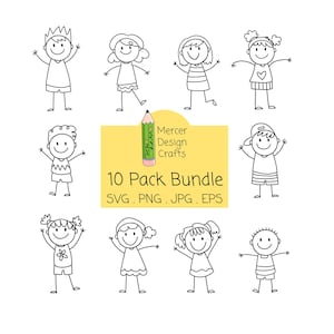 Stick Figures Svg Bundle, Stick People Svg, Stick Kids Svg, Stick Figure Clipart, Svg File for Cricut, Stick Boy Svg, Stick Girl Svg