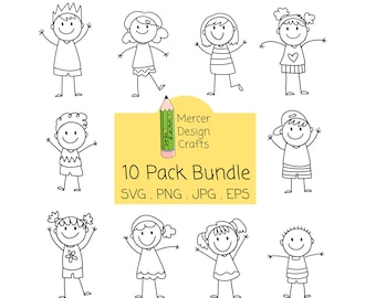 Stick Figures Svg Bundel, Stick People Svg, Stick Kids Svg, Stick Figure Clipart, Svg-bestand voor Cricut, Stick Boy Svg, Stick Girl Svg