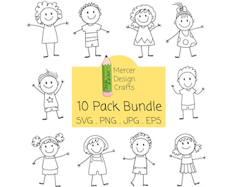 Stick Figures Svg, Stick People Svg, Stick Figure Bundel, Stick Figure Clipart, Svg-bestand voor Cricut, Stick Boy Girl Svg Digital Download