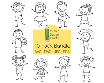 Stick Figures Svg, Stick People Svg, Stick Figure Bundel, Stick Figure Clipart, Svg-bestand voor Cricut, Stick Boy Girl Svg Digital Download