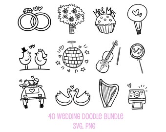 Wedding Doodle Svg, Wedding Icons SVG, Wedding Clipart,Guest Board, Wedding Favors, Wedding Guest, Printables for Wedding Invitation,Png,Svg