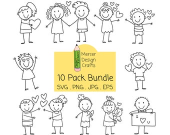 Stick Figure bundel Svg, Stick People Svg, Stick Figure Clipart, Love Heart SVG, Stick Boy Girl Svg, Svg voor gesneden bestand, digitale download