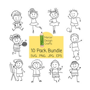 Stick Figures Svg Bundle, Stick People Svg, Stick Kids Svg, Stick Figure Clipart, Svg File for Cricut, Stick Boy Svg, Stick Girl Svg
