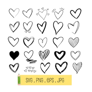 Love Heart Svg, Heart Svg Bundle, Hand Drawn Heart Svg, Doodle Heart Svg, Sketch Heart Svg, Valentine Svg, Love Svg, Svg Cricut, Download