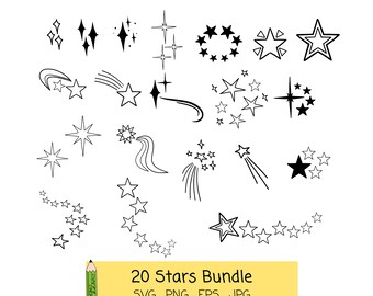 Star Svg, Star Clipart, Svg Files for Cricut, Printable Art, Star Shapes, Cut Files, Vector Sparkles, Shapes Svg, Digital Download