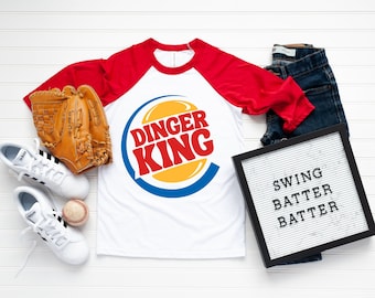 Dinger King Youth Baseball Shirt PNG