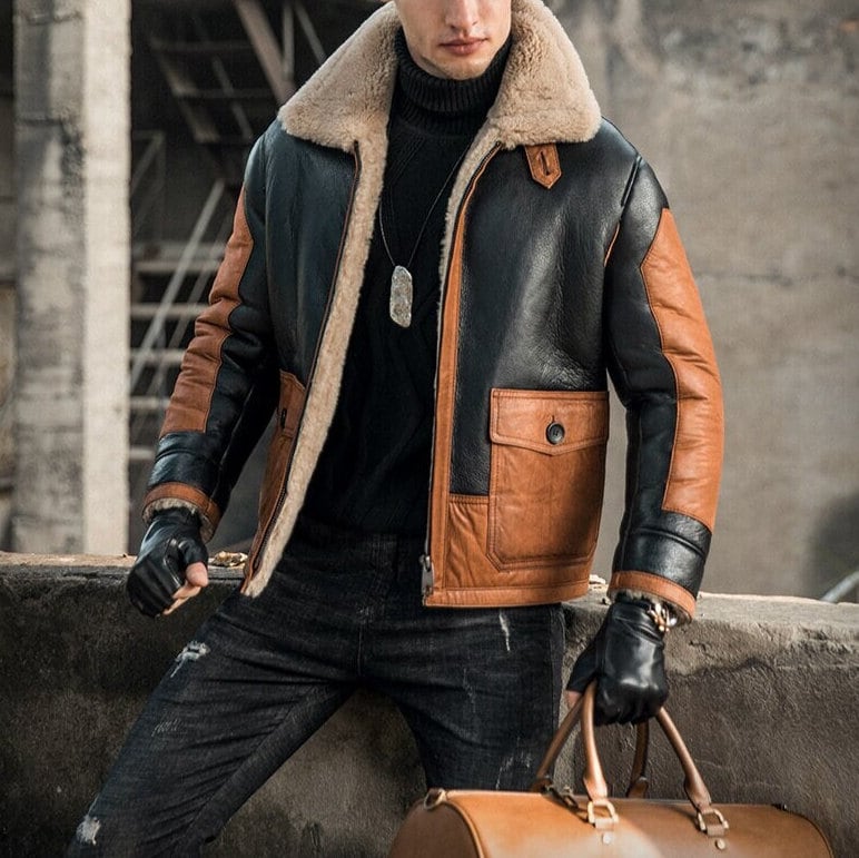B3 shearling deals bomber jacket