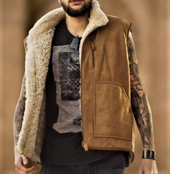 Leather winter vest cheap