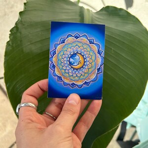 Blue Boho Mandala Moon Mini Magnet | Fridge Magnet | Small Moon Magnet | Mandala Magnet | Magnet Pack | Fridge Magnet Pack of 3 |