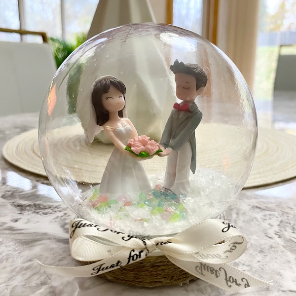 Personalize wedding snow globe gift for newly wed couples gift for wedding centerpiece snow globe for bride to be snow globe for groom gift