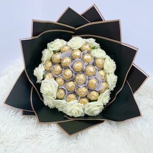 Father’s Day chocolate bouquet gift for new dad edible Ferrero Rocher bouquet grieving chocolate bouquet large rose bouquet L black bouquet
