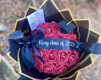personalize red rose graduation bouquet graduation gift personalized  graduation son gift graduation rose bouquet custom handmade bouquet