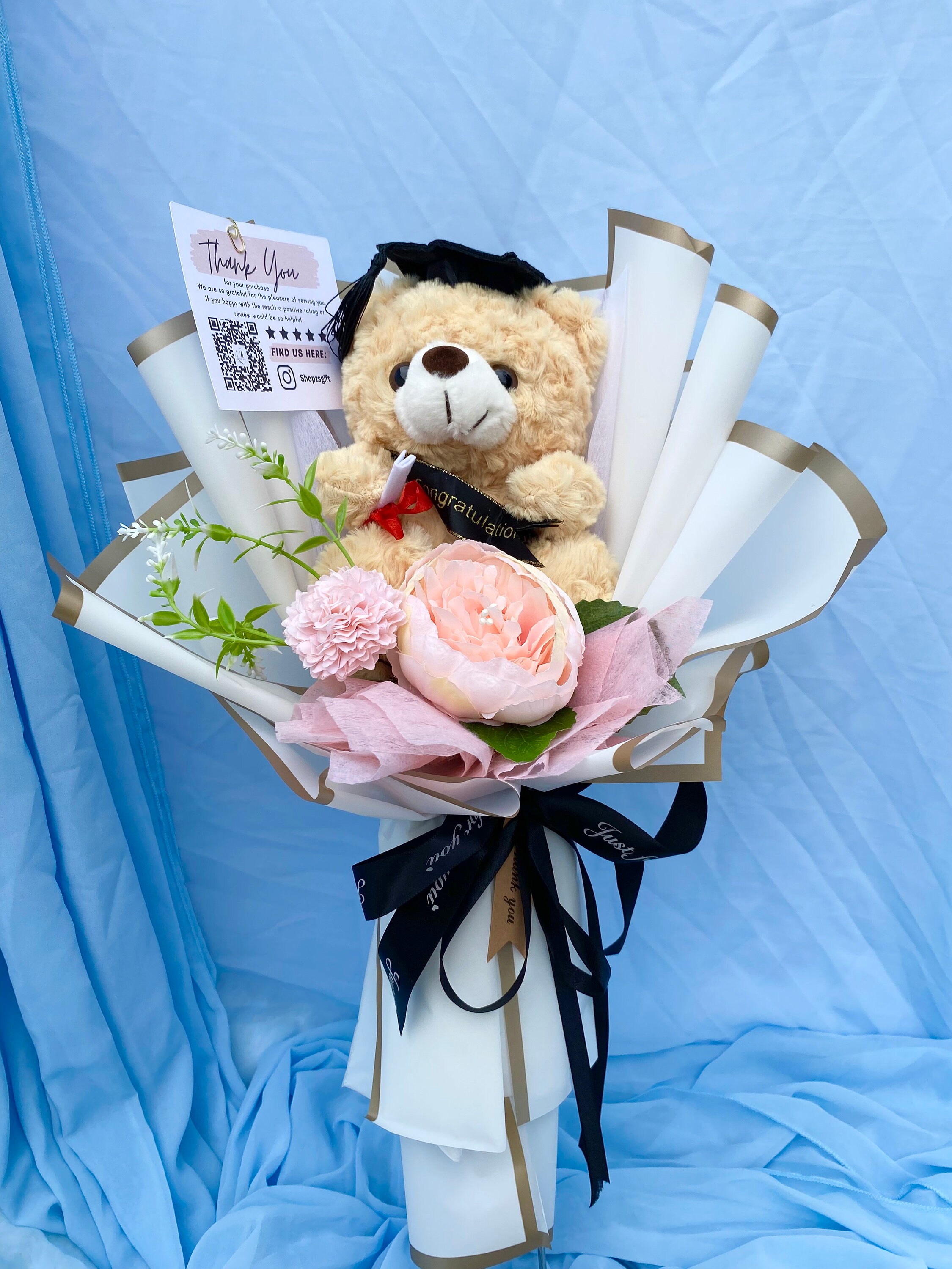 Graduation Flower Bear Bouquet Graduation Gift Bear Graduation Bouquet