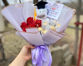 teddy bear graduation flower bouquet daughter graduation gift 2026 grad gift eternal rose graduation bouquet senior graduation friend gift