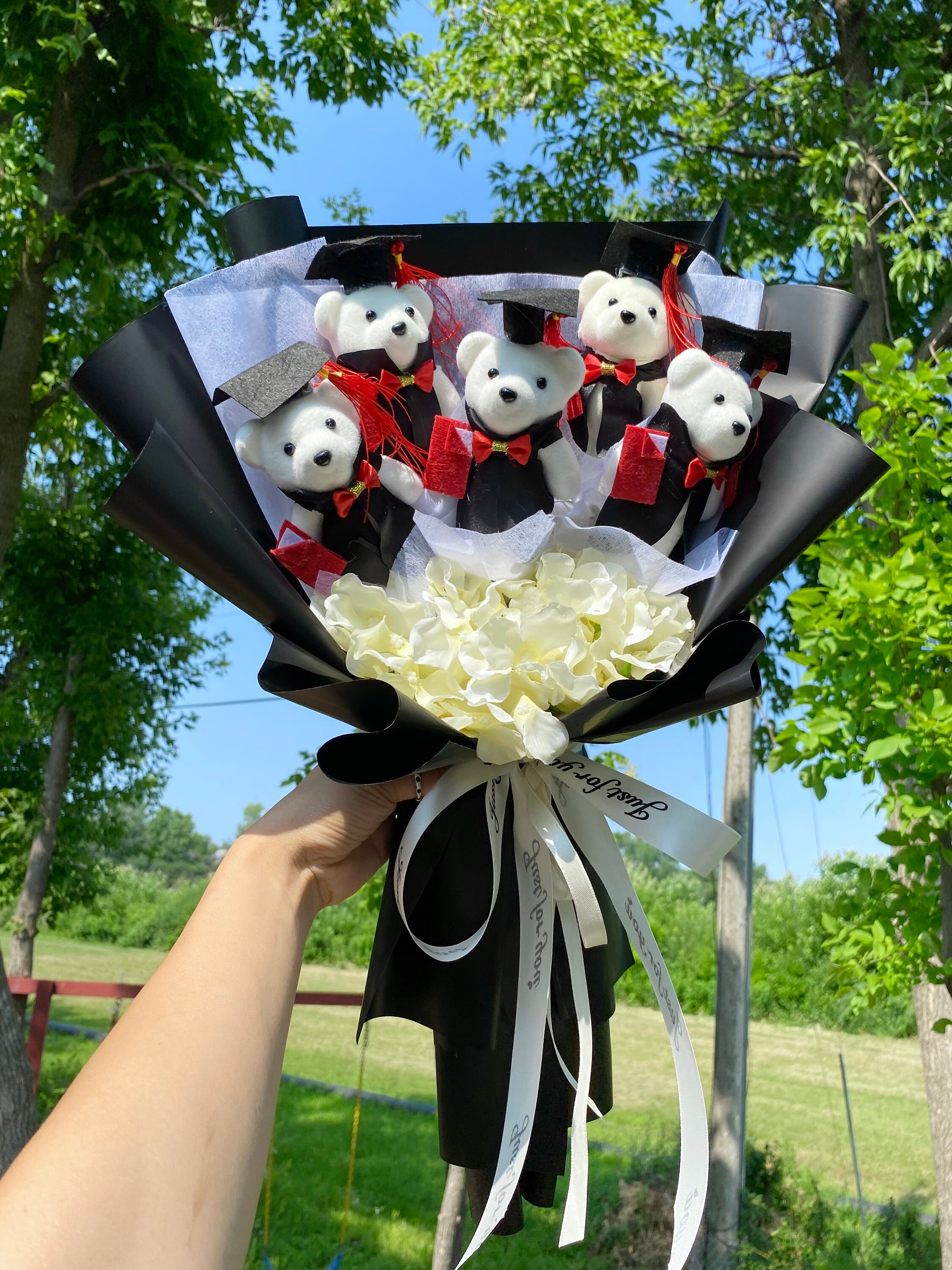 Graduation Bear Flower Bouquet Flower Bear Flower Bouquet Etsy