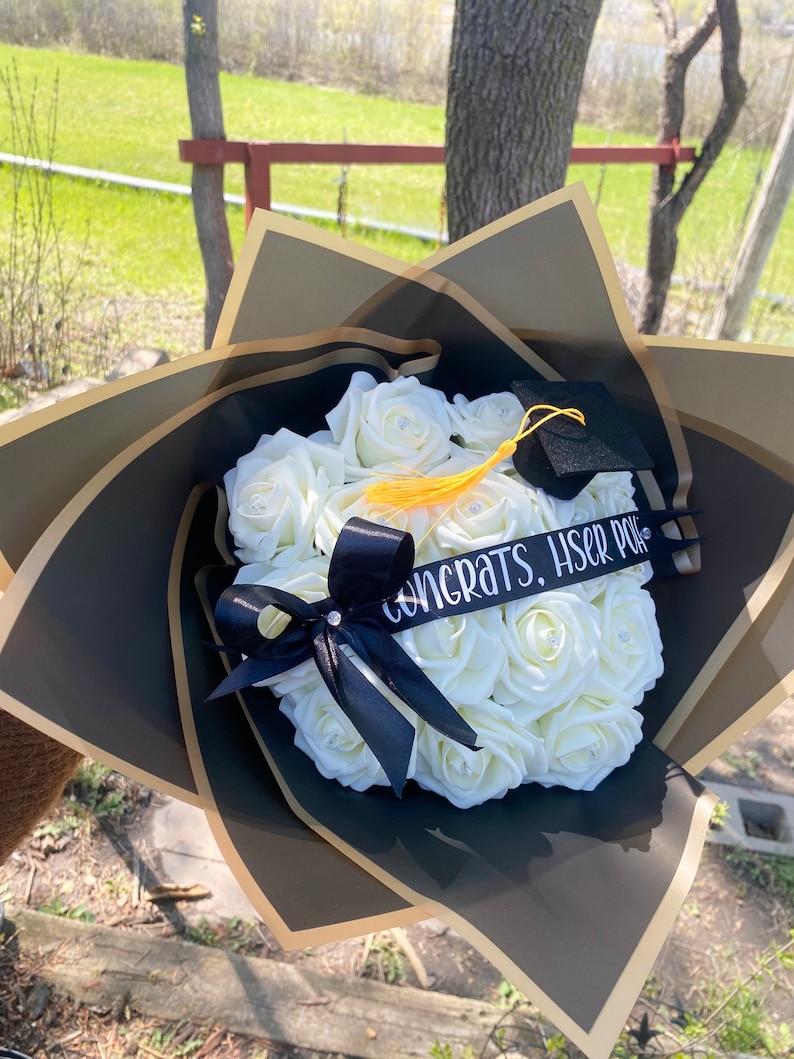 Personalize Pink Rose Graduation Flower Bouquet Graduation Ceremony ...
