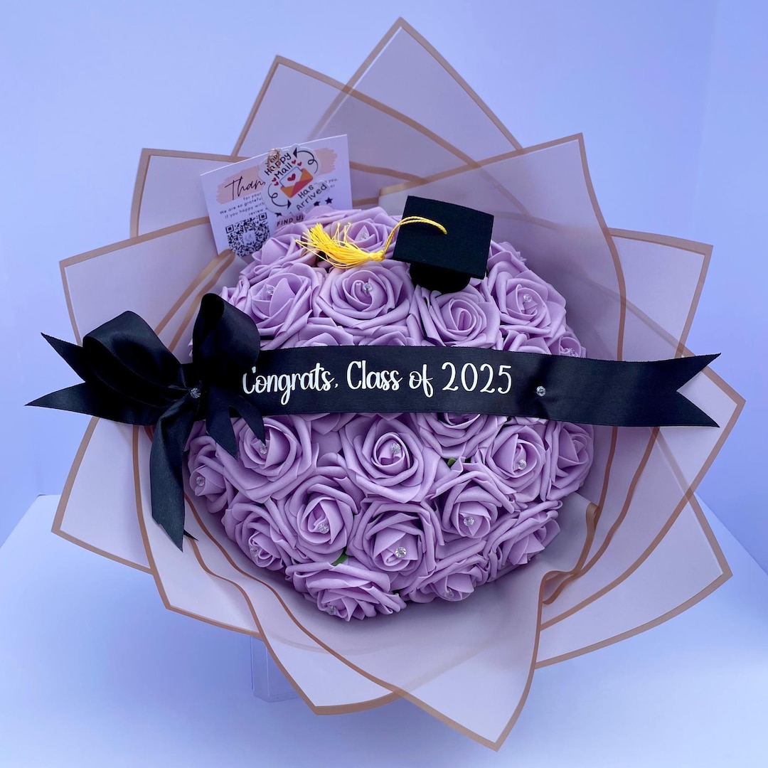 Graduation Sparkly Roses Purple Rose Graduation Flower Gift Graduation Bouquet Graduation ...