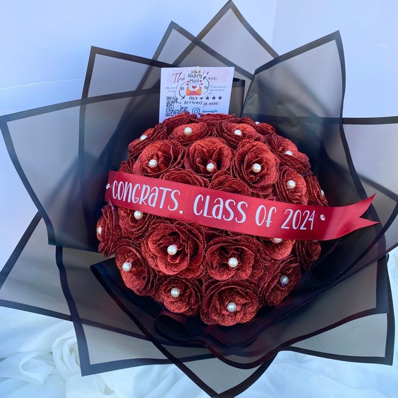 Phd graduation gift graduation bouquet red rose bouquet nurse graduation gift glitter rose bouquet graduation gift college graduation gift