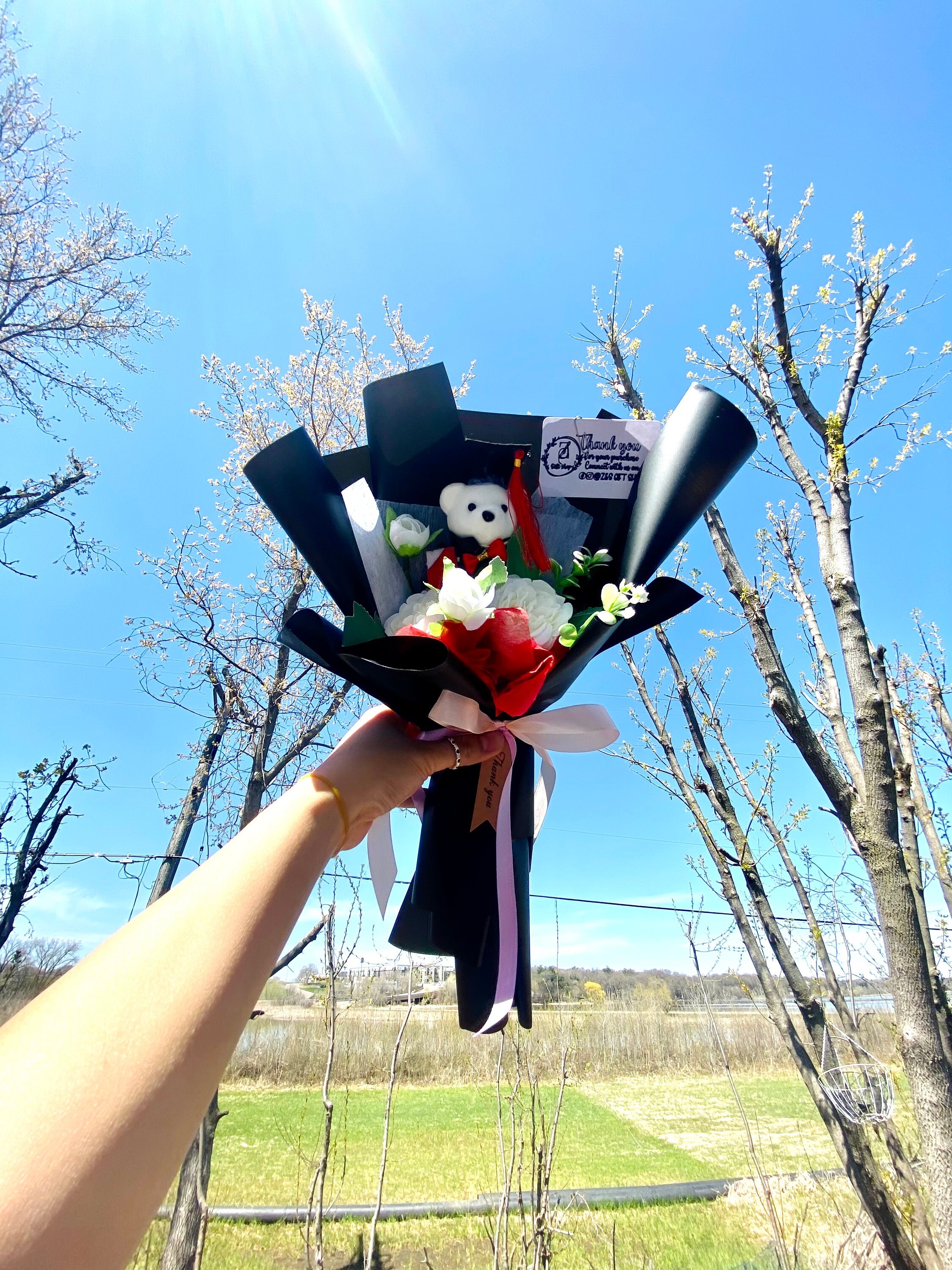 Teddy Bear Graduation Bouquet Gift Plushie Bouquet Graduation Rose Bear ...
