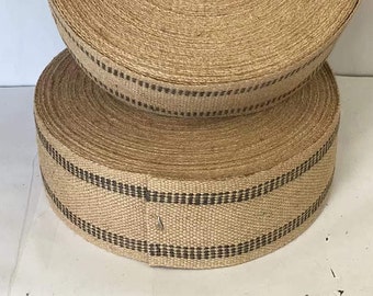 Upholstery 9 Lbs. BFM Jute Webbing 3-1/2" Black Stripe For Back Or Side. 10 Yards / 72 Yards Full Roll