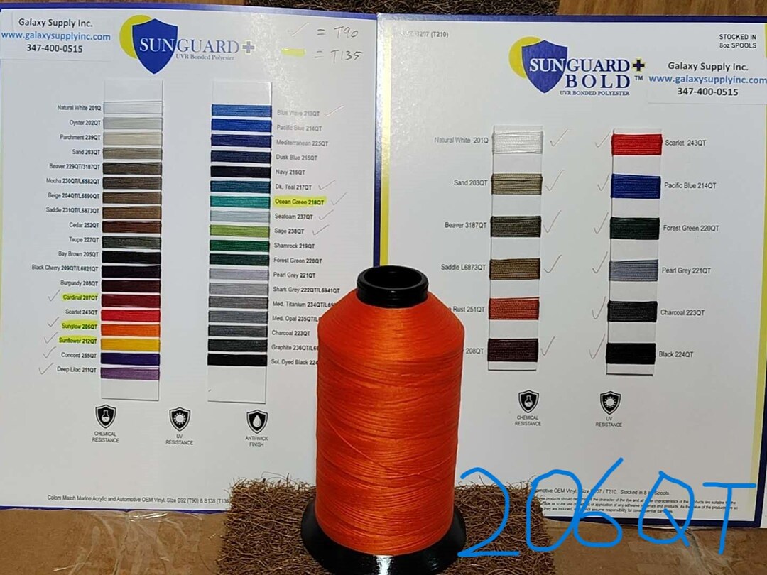 Sunguard, Tex 90 Outdoor Sewing Threads, Chemical & UV Resistance, 8 Oz ...