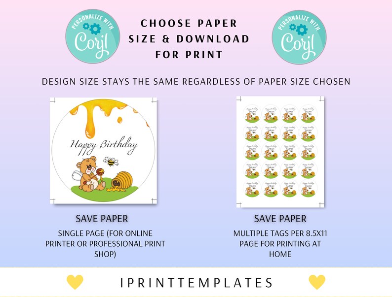 Editable Bee Birthday Cupcake Toppers, Honey Bee Cake Toppers, Sweet to