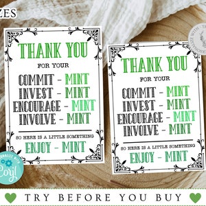 Thank You Mint Printable, Appreciation Mint Printable Tag, Editable Appreciation Teacher Mint Tag, Friend, Staff, Teacher, Corjl
