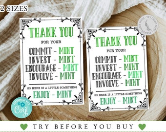 Thank You Mint Printable - Etsy UK