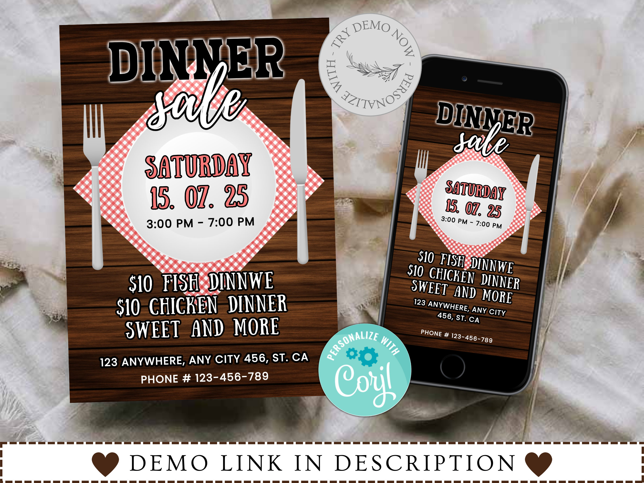 Editable Dinner Plate Sale Template Printable