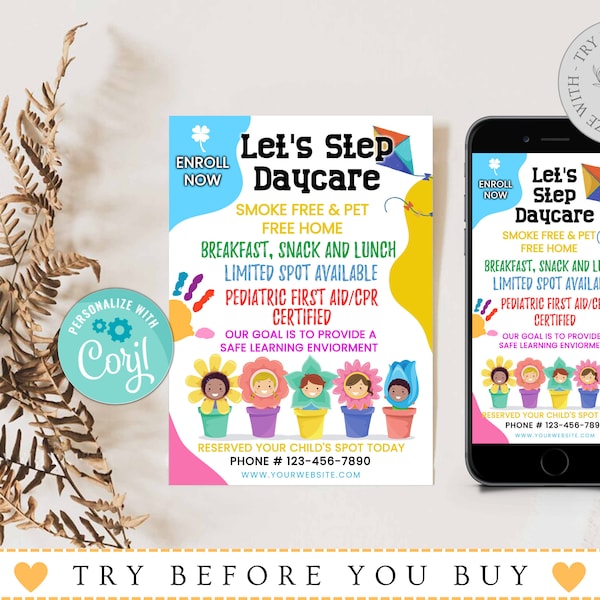 Child Care Flyer Template, Baby Sitting, Playtime Theme, Daycare Flyer, Play Centre, Editable Event, Pto, Children Fun, After School Care