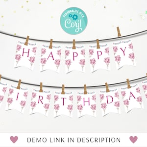 Unicorn Birthday Banner, Unicorn Party Banner, Unicorn Theme, Unicorn Banner, Printables, Bunting Flags, Digital, Instant Download, Diy