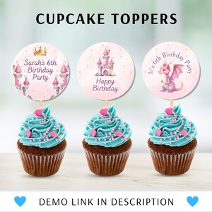 Prinzessin Cupcake Topper, Prinzessin Cake Topper, Geburtstag Party Dekoration, Prinzessinnen Mädchen Thema Dekor, Instant Digital