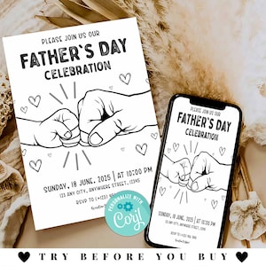 Father's Day Celebration Invitations, Fathers Day Invitation Template, Printable Fathers Day Invites, Father's Day Invitation, Corjl