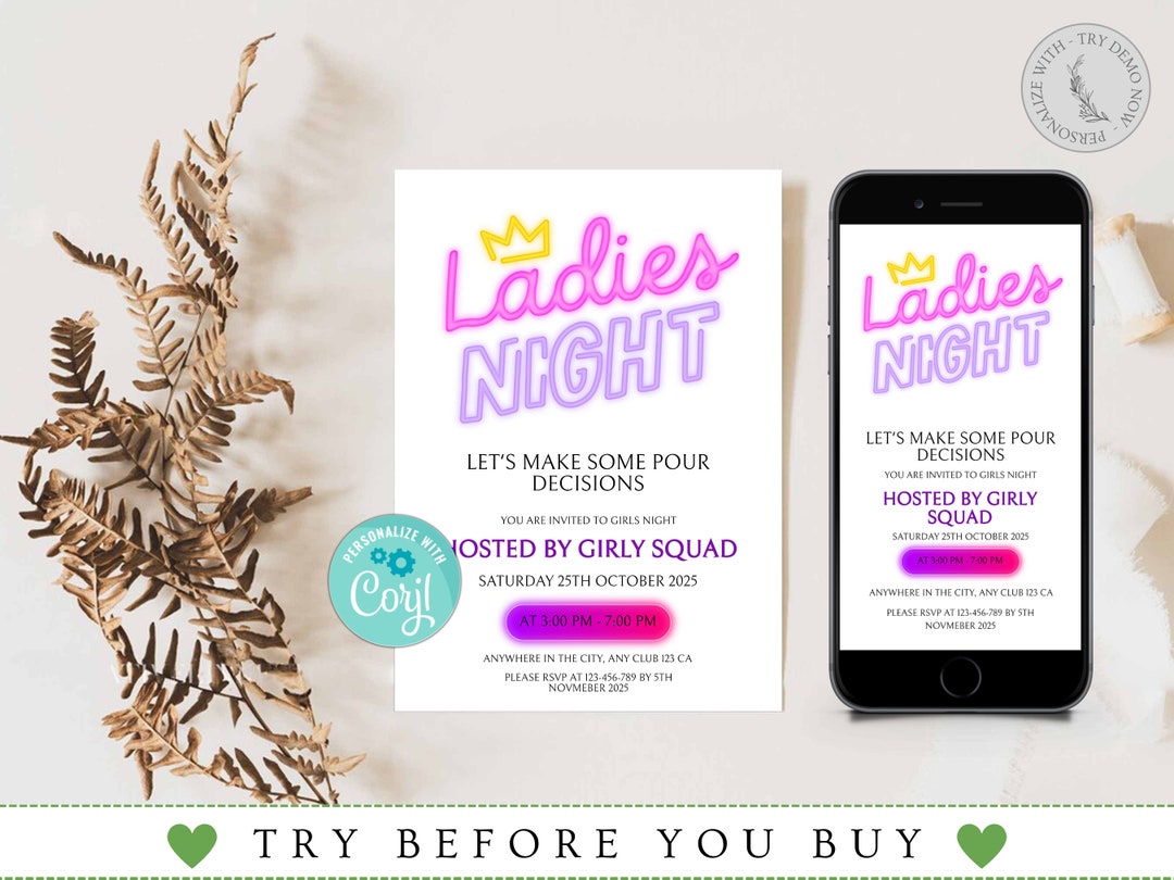 Girls Night Invitation Ladies Night Invitation Pour - Etsy