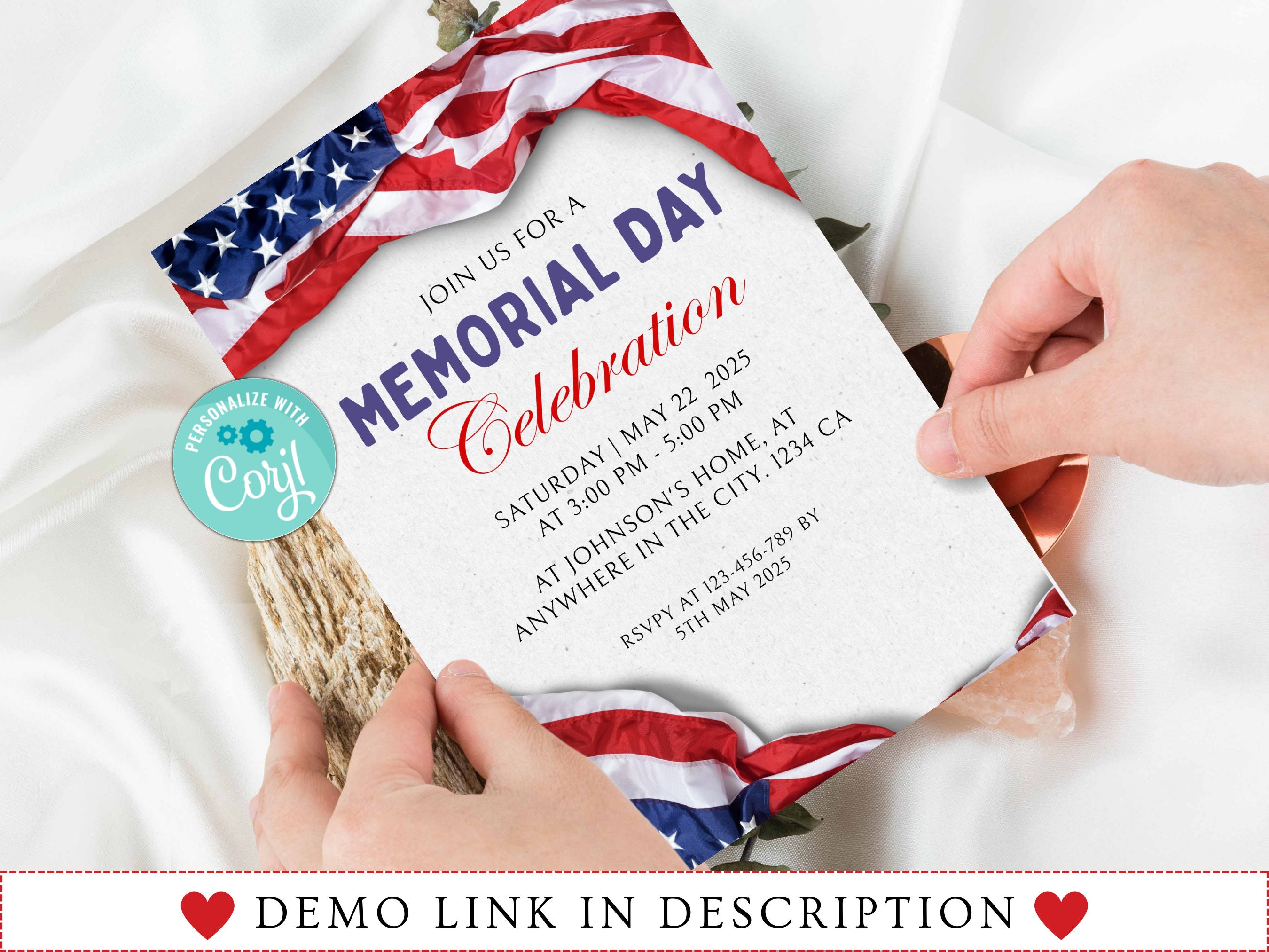 Memorial Day Invitation, Memorial Day Invite, Memorial Day Party