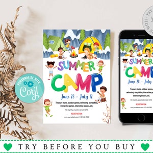 Summer Camp Flyer Template, Kids Summer Camp Flyer, Summer Camp Editable Flyer, Kids Day Camp, Summer Camp Poster, Kids Invite Invitation