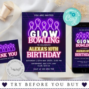 Bowling Birthday Invitation, Bowling Party Invitation, Bowling Birthday Party Invitation, Bowling Invitation, Bowling Party Digital Download