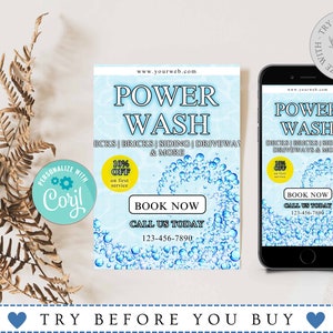 Power Wash Flyer, Power Wash Service Flyer, Edit Online, 5x7, 1080x 1920 Digital & Printable, Do It Yourself, Corjl Template