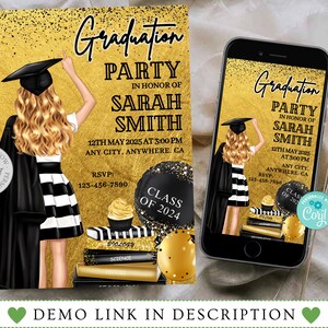 Graduation Party Invitation, Graduation Invitation Template, High School Graduation, Graduation Party Invite, Editable Template
