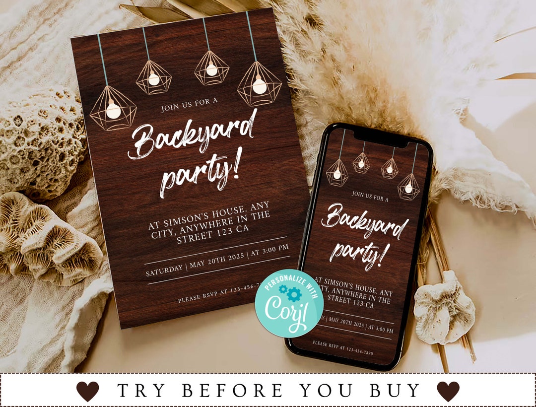 Backyard Birthday Invitation, Backyard Invitation Template, Birthday ...