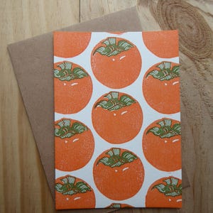 Hand-printed card - persimmons - A6 size