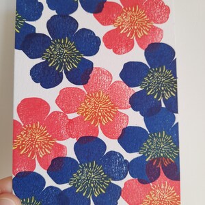 Hand-printed floral card - A6 size