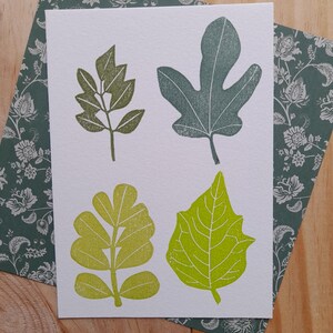 Hand-printed card - botanical plate - 4 sheets - A6 size