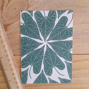 Hand-printed card - bindweed leaf - A6 size