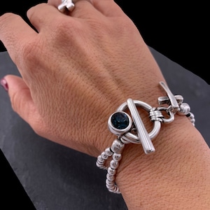 Bracelet chaîne boule, bracelet plaqué argent pour femmes, bracelet Swarovski, bracelet volumineux, bracelet déclaration, style uno de 50