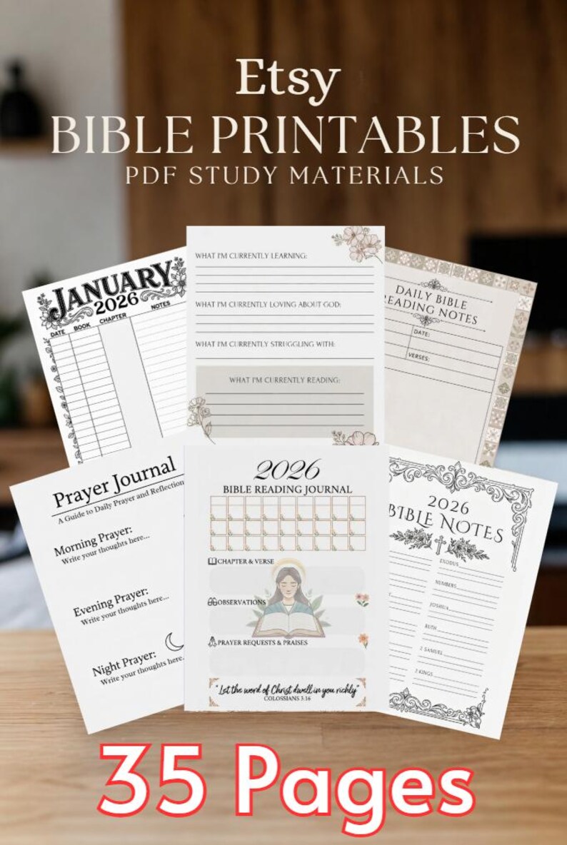 2026 Bible Reading Calendar Study Journal 35 Pages Christian Prayer ...