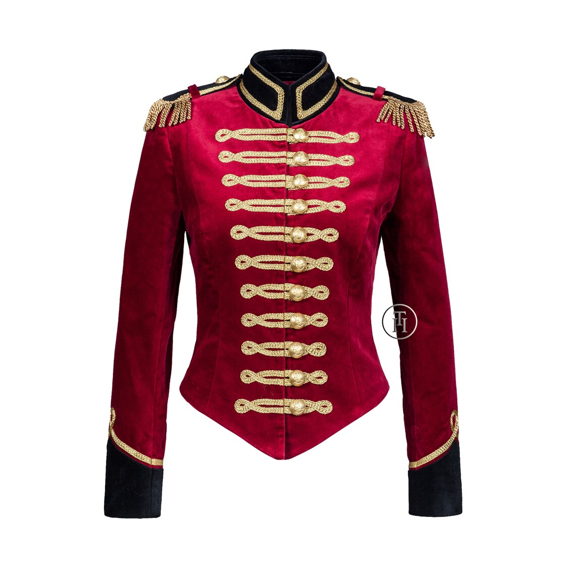 Ladies Red Wool Military Hussar Jacket With Golden Braid Etsy